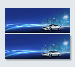 蓝色汽车展板背景psd素材