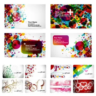 欧美绚丽色彩图案卡片设计矢量