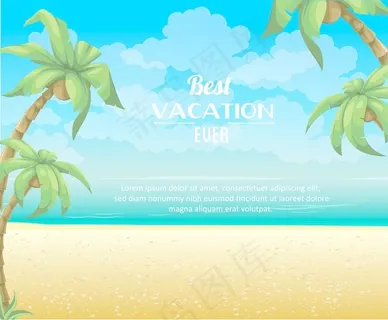 棕榈特丽姆夏天矢量插画