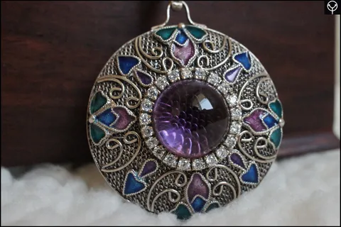 泓霖 紫水晶花丝吊坠图片