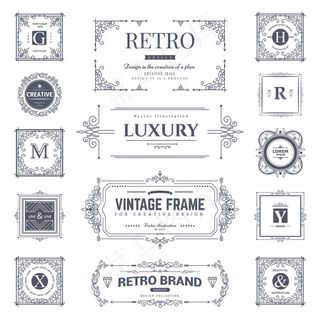 欧式字母花边边框矢量素材