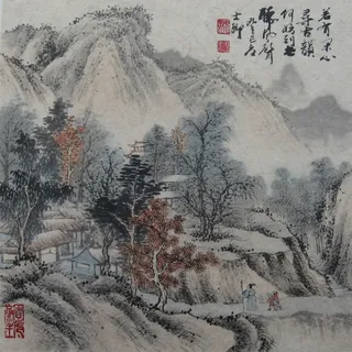 闲心听风 国画图片