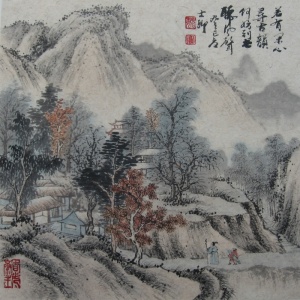 闲心听风 国画图片