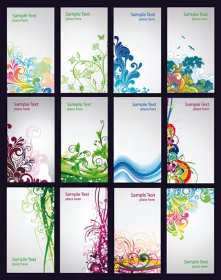 美丽花纹背景卡片矢量下载