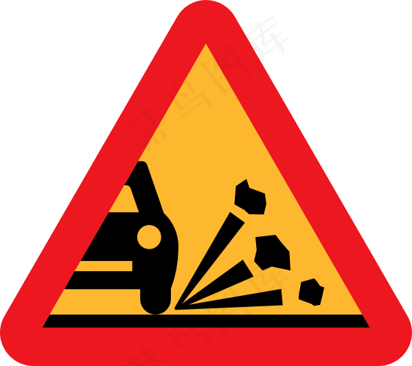 道路上的路标的剪辑艺术松散的石头