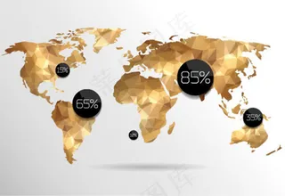 精美绚丽金色多边形地图矢量素材