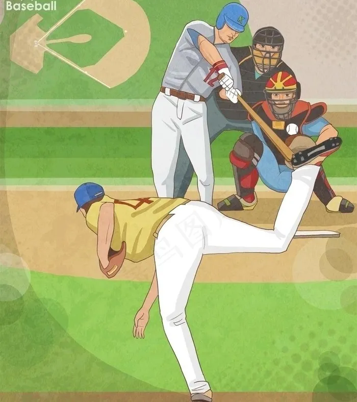 漫画棒球比赛图片psd模版下载