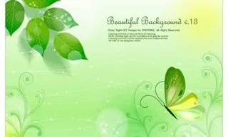 树叶蝴蝶与梦幻背景矢量素材