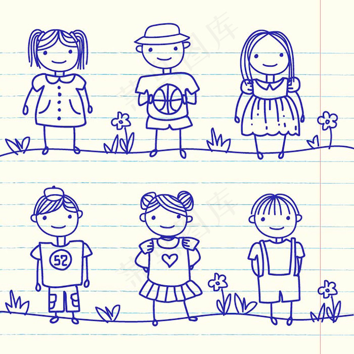 手绘卡通人物矢量图