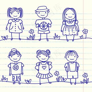 手绘卡通人物矢量图