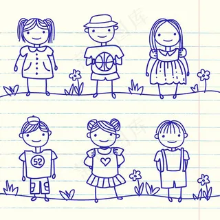 手绘卡通人物矢量图