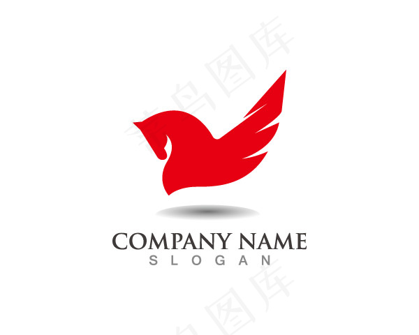 红色飞马logo标志eps,ai矢量模版下载