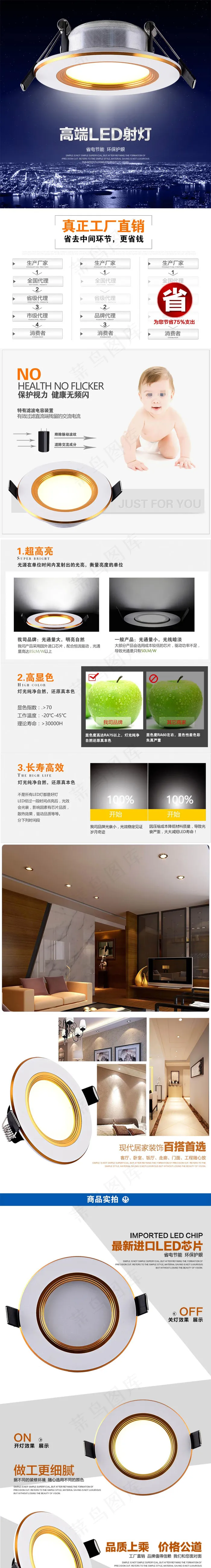 淘宝LED筒灯灯具psd模版下载