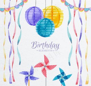 气球风筝彩带时尚唯美背景剪影灯笼