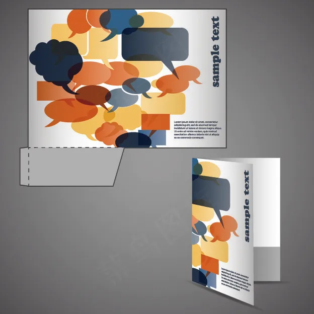 模具企业文件夹矢量模板割集01