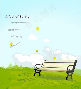 韩国春天风景矢量图01