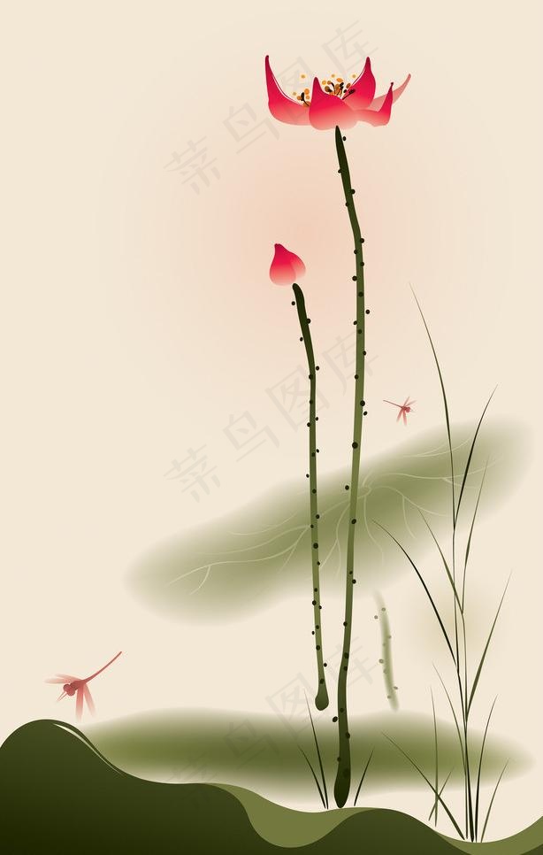 荷花图片eps,ai矢量模版下载