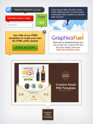 各种各样的提示层悬浮层