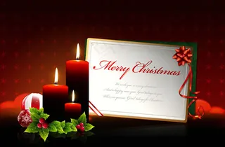 圣诞节红烛卡片PSD素材