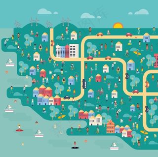 卡通创意地图插画