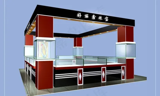 珠宝柜台效果图图片