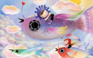 彩色鲤鱼梦境暖色调韩版卡通时尚电视...