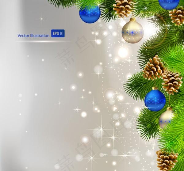 精美圣诞节彩球背景矢量素材二