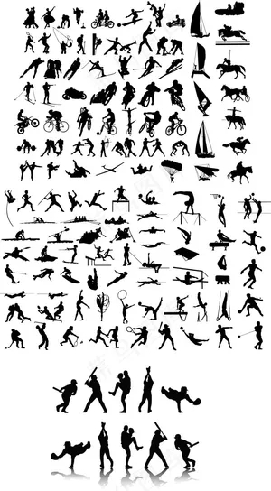 各种体育运动动作剪影矢量素材大全 各种体育运动动作剪影矢量素材大全