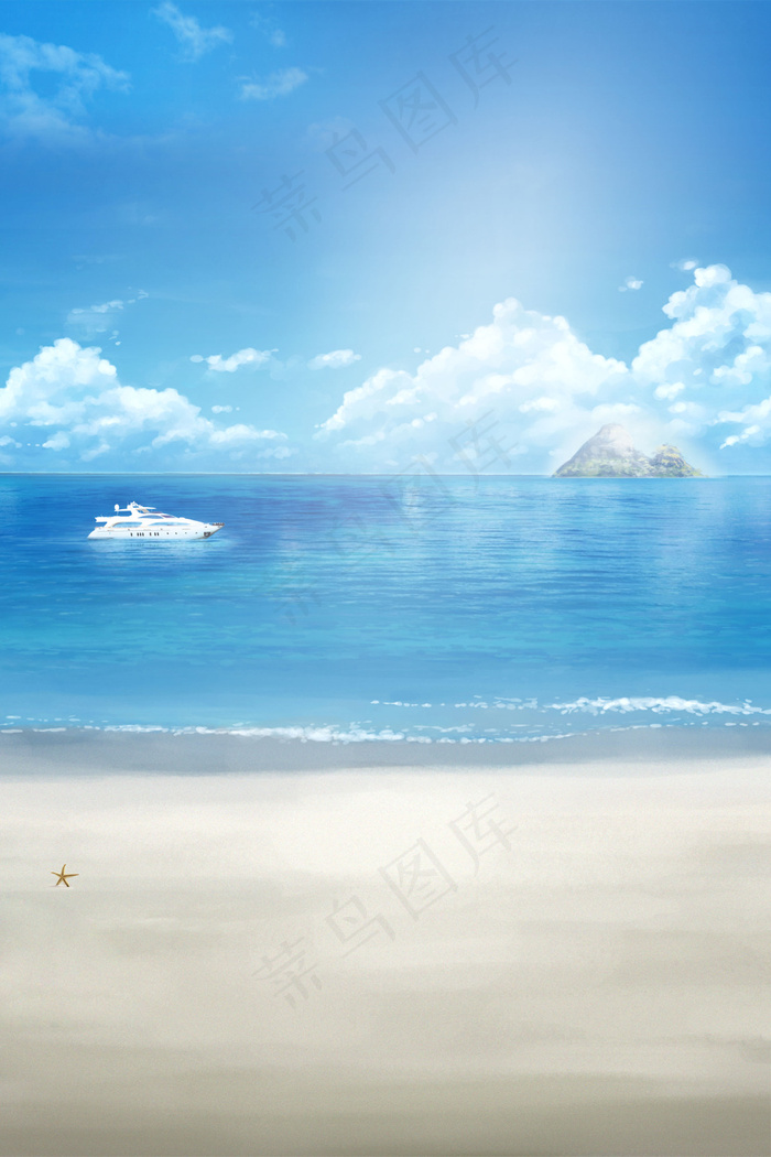 沙滩海洋背景元素