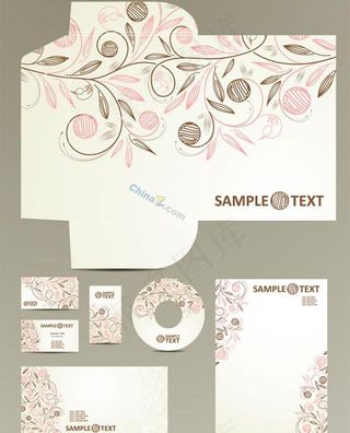 手绘花纹背景VI设计