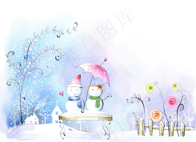 冬天里的雪人psd模版下载