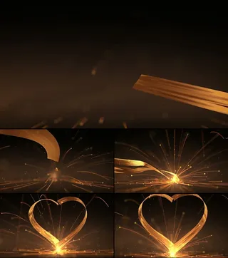 大气金色飘带爱心视频