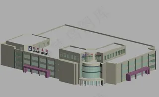 MAX时尚现代风格公共建筑3D模型...