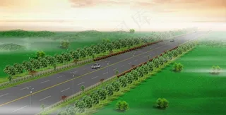 道路绿化效果图片