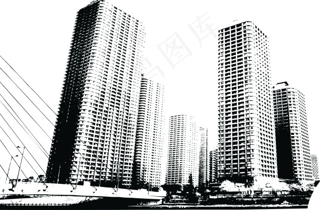 T桖建筑印花图案cdr矢量模版下载