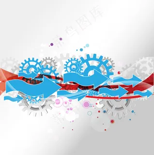 蓝色齿轮箭头科技花纹背景