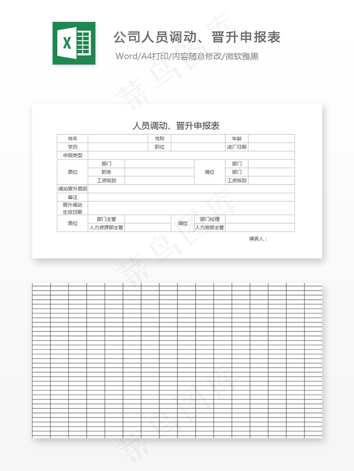 公司人员调动、晋升申报表