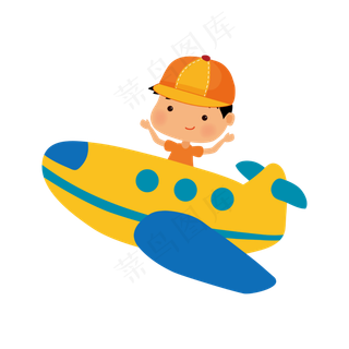 卡通男孩驾驶飞机PNG素材