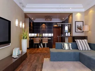 客厅餐厅3D模型效果图免费下载