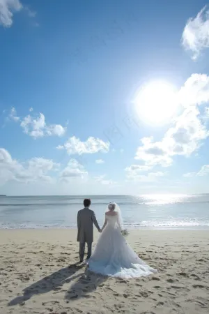 海边沙滩结婚摄影图片