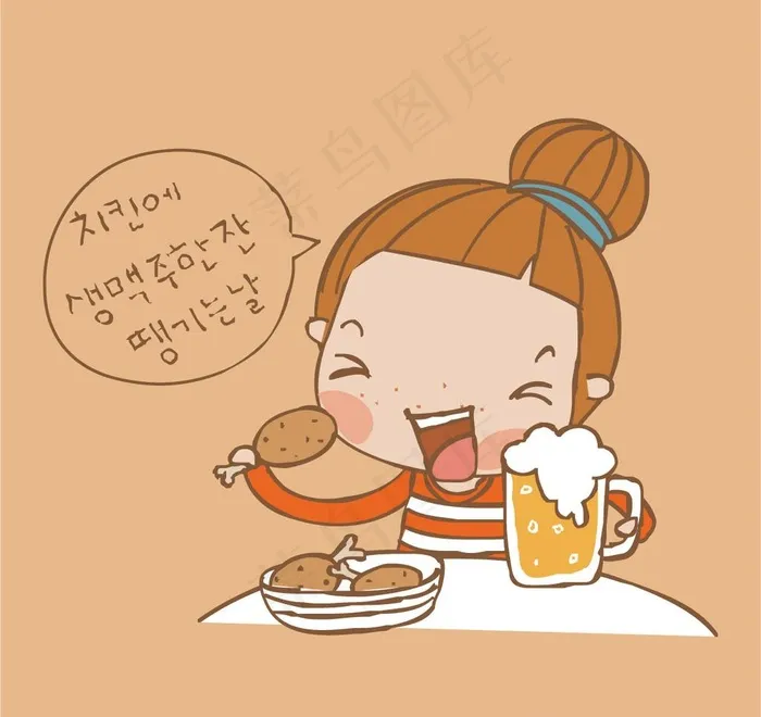 啤酒炸鸡漫画 吃货卡
