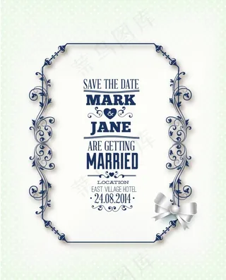 素色背景婚礼请柬模板矢量素材