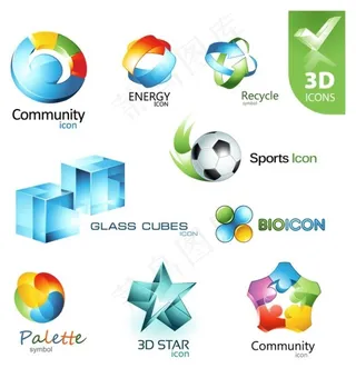 方格水晶科技矢量图