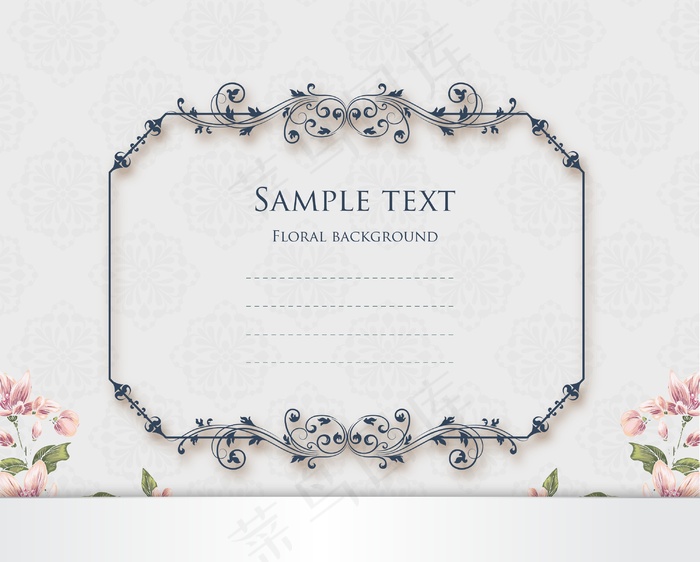 花卉矢量插画与花的框架和春天的花朵