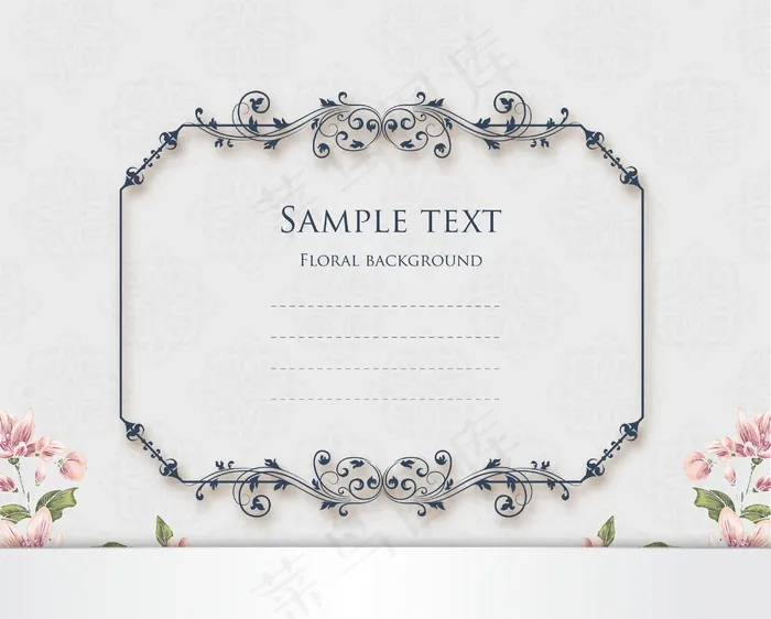 花卉矢量插画与花的框架和春天的花朵eps,ai矢量模版下载