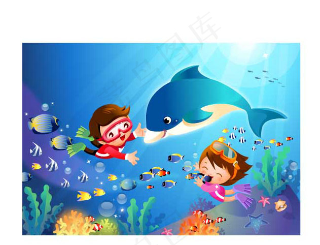 海底风光插画ai矢量模版下载