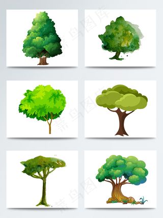 卡通绿色树木合集