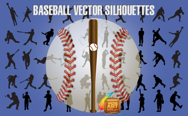 棒球剪影矢量