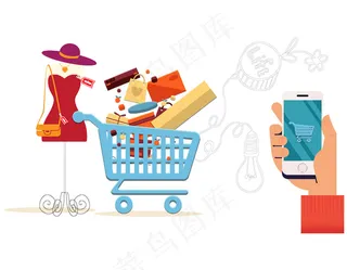 逛街购物手机支付元素