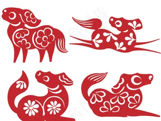 2018狗年新年狗年剪纸设计PNG...